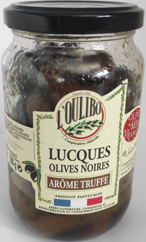 Schwarze Lucques Oliven mit Trüffelaroma (200g)