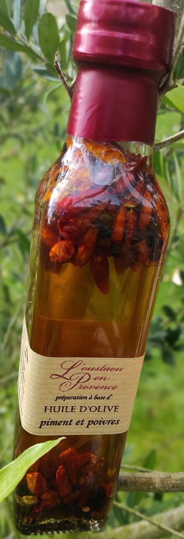 Olivenöl mit Pimenten und Pfeffer aus der Provence (250ml) MHD: 30.10.23