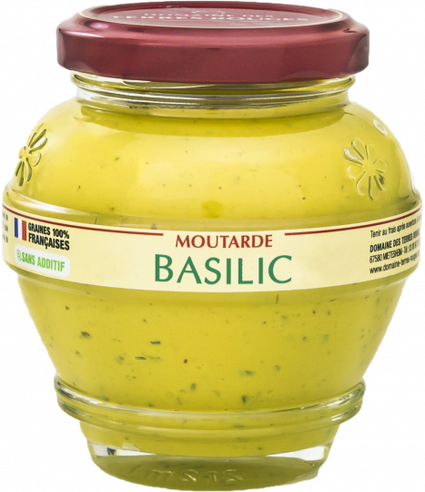 Domaine des Terres Rouges Moutarde au Basilic – Senf mit Basilikum (200g)